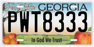 GA license plate PWT8333