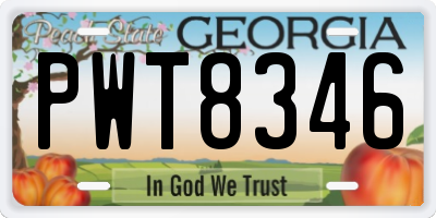 GA license plate PWT8346