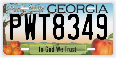 GA license plate PWT8349