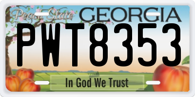GA license plate PWT8353