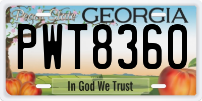 GA license plate PWT8360