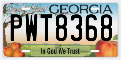 GA license plate PWT8368