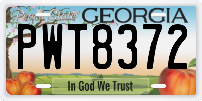 GA license plate PWT8372