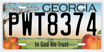 GA license plate PWT8374