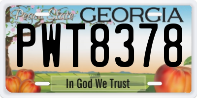 GA license plate PWT8378
