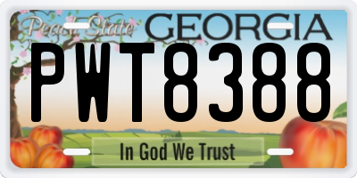 GA license plate PWT8388