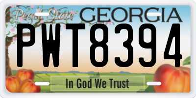 GA license plate PWT8394