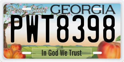 GA license plate PWT8398
