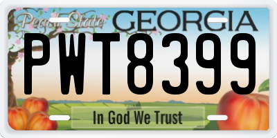 GA license plate PWT8399