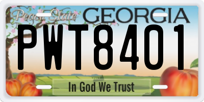 GA license plate PWT8401