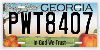 GA license plate PWT8407