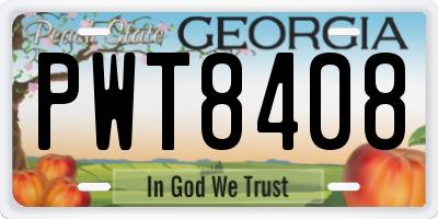 GA license plate PWT8408