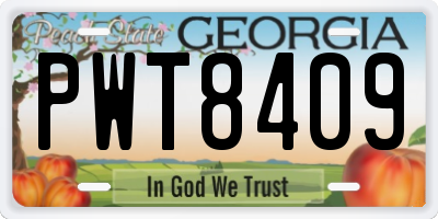 GA license plate PWT8409