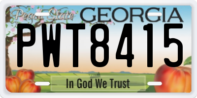 GA license plate PWT8415