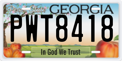 GA license plate PWT8418