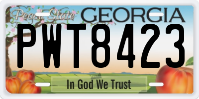 GA license plate PWT8423