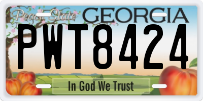 GA license plate PWT8424