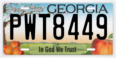 GA license plate PWT8449
