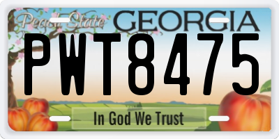 GA license plate PWT8475