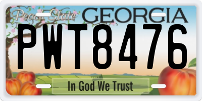 GA license plate PWT8476