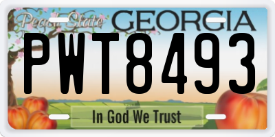 GA license plate PWT8493