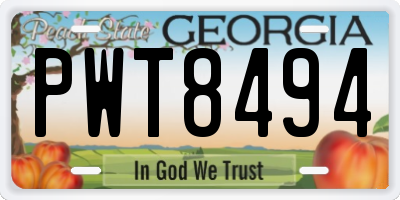 GA license plate PWT8494