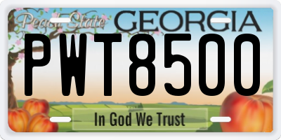 GA license plate PWT8500