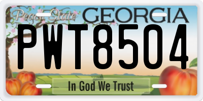 GA license plate PWT8504