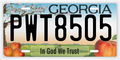 GA license plate PWT8505