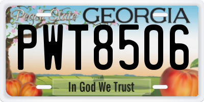 GA license plate PWT8506