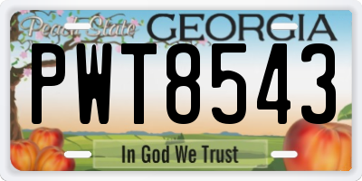 GA license plate PWT8543