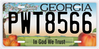 GA license plate PWT8566