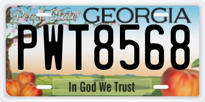 GA license plate PWT8568