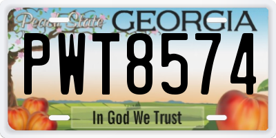 GA license plate PWT8574