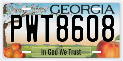 GA license plate PWT8608