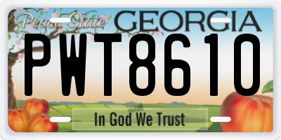 GA license plate PWT8610