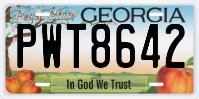 GA license plate PWT8642