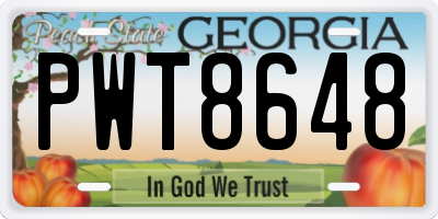 GA license plate PWT8648