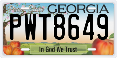 GA license plate PWT8649
