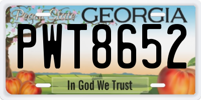GA license plate PWT8652