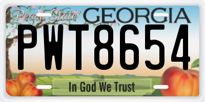 GA license plate PWT8654