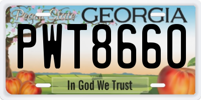 GA license plate PWT8660
