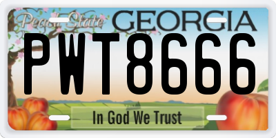 GA license plate PWT8666