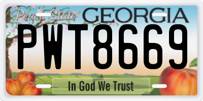 GA license plate PWT8669