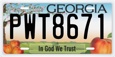 GA license plate PWT8671