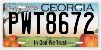 GA license plate PWT8672