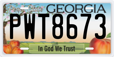 GA license plate PWT8673