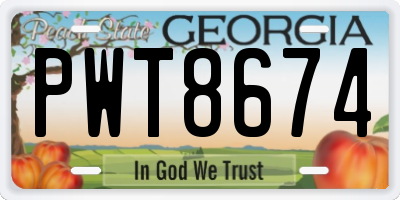 GA license plate PWT8674