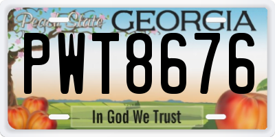 GA license plate PWT8676