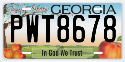 GA license plate PWT8678